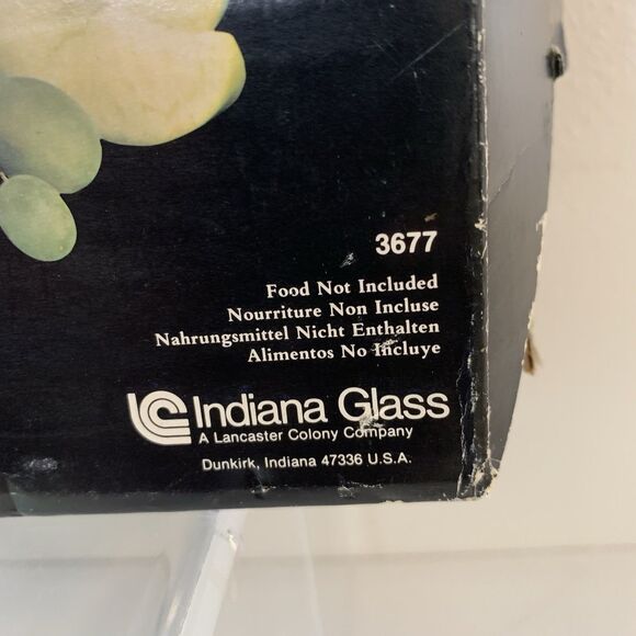 Indiana Glass Crystal Footed Fruit Bowl 8"x12" Oval Scalloped Original Box - Picture 7 of 7